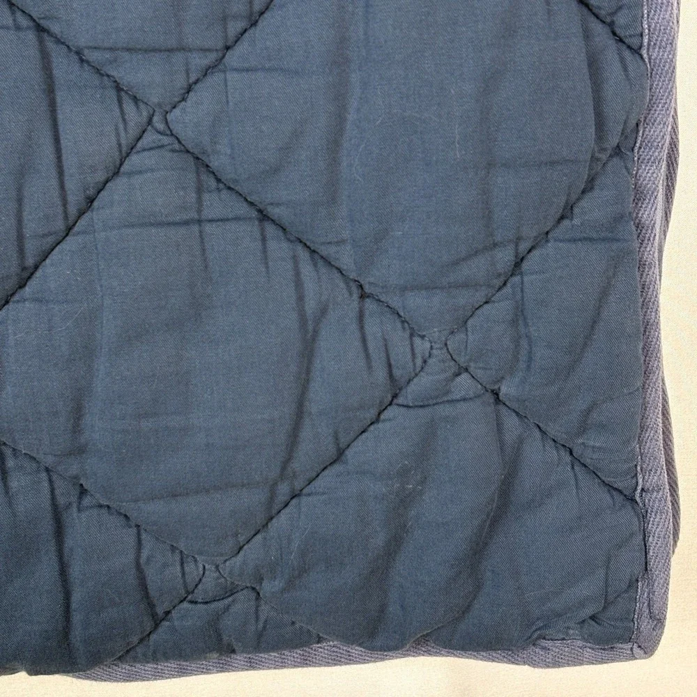 PBteen Pottery Barn Set if 2 Navy Blue Pinstripe Quilted Euro Shams 26x26 Cotton